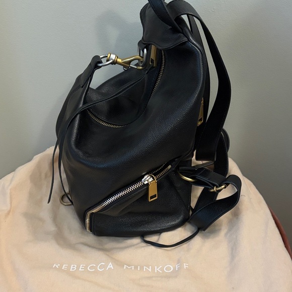 Rebecca Minkoff Black Leather Backpack with Gold Accents main image 2
